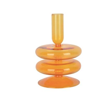16cm Glass Candle Holder - Orange