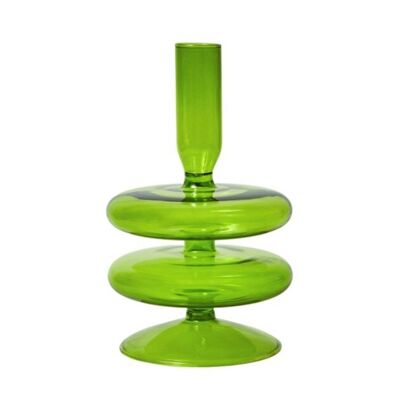 16cm Glass Candle Holder - Lime Green