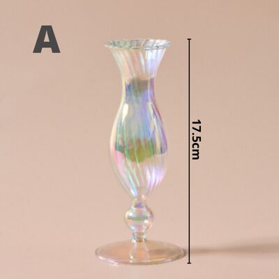 Rainbow Pearl Glass Candlestick Holder - A