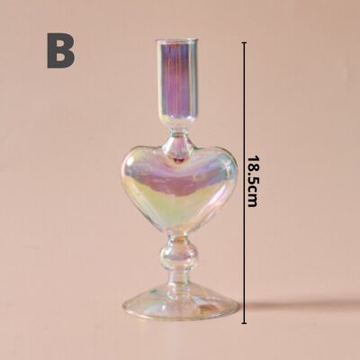 Rainbow Pearl Glass Candlestick Holder - B