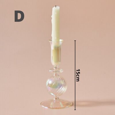 Rainbow Pearl Glass Candlestick Holder - D