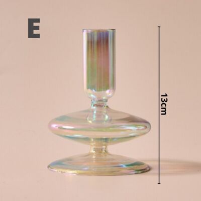 Rainbow Pearl Glass Candlestick Holder - E