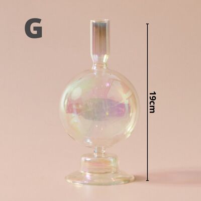 Rainbow Pearl Glass Candlestick Holder - G