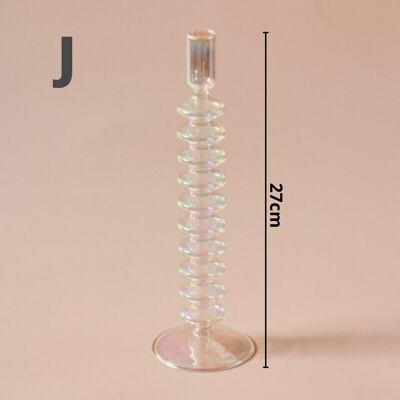 Rainbow Pearl Glass Candlestick Holder - J