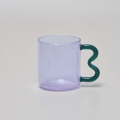 Colorful Ear Glass Mug (300ml) - Purple with Green Handle