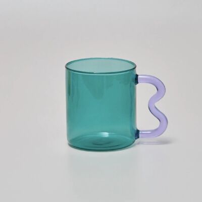 Colorful Ear Glass Mug (300ml) - Green with Purple Handle