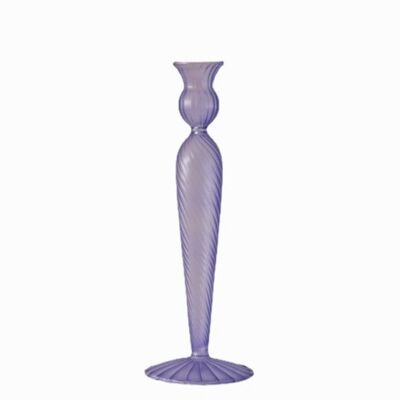 Colorful Glass Candlestick Holder - Slim Purple Tall