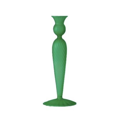 Colorful Glass Candlestick Holder - Slim Green Short
