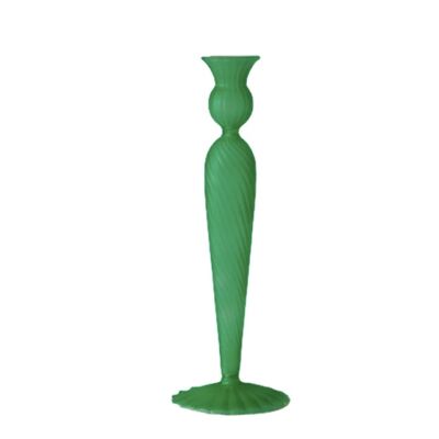 Colorful Glass Candlestick Holder - Slim Green Tall