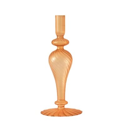 Colorful Glass Candlestick Holder - Fat Orange Tall