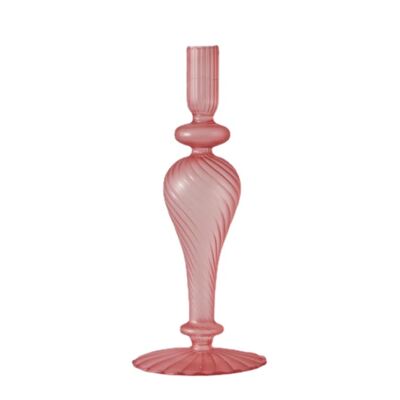 Colorful Glass Candlestick Holder - Fat Pink Tall