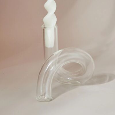 Glass Candlestick Holder / Vase - Clear