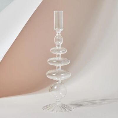 Retro Glass Classic Craft Candlesticks Holders - Clear
