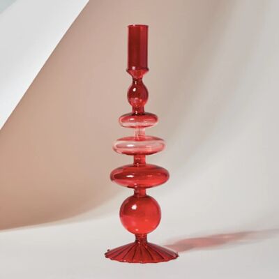 Retro Glass Classic Craft Candlesticks Holders - Red
