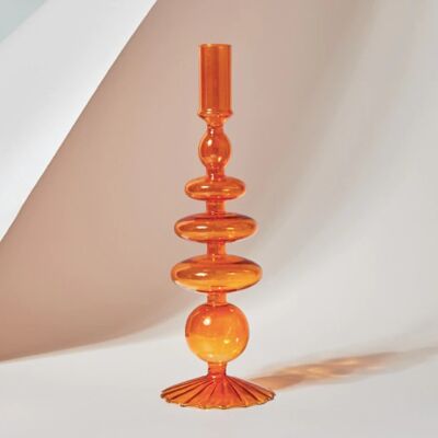 Retro Glass Classic Craft Candlesticks Holders - Orange