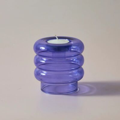 Tealight Taper Candle Holders - Clear Blue