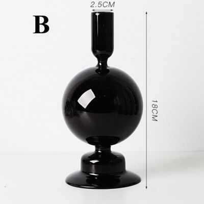 Black Glass Candlestick Holder - B