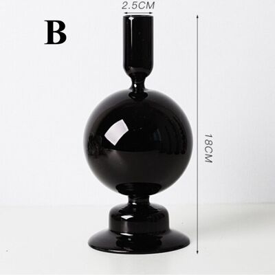 Black Glass Candlestick Holder - B