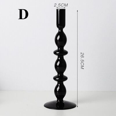 Black Glass Candlestick Holder - D