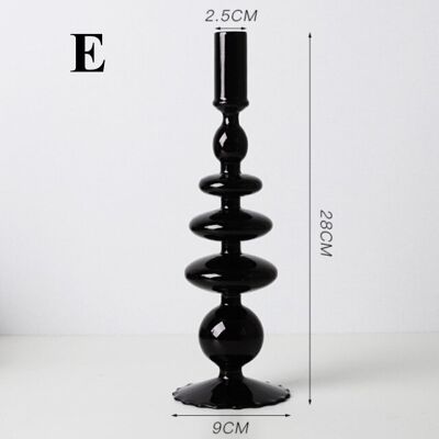 Black Glass Candlestick Holder - E