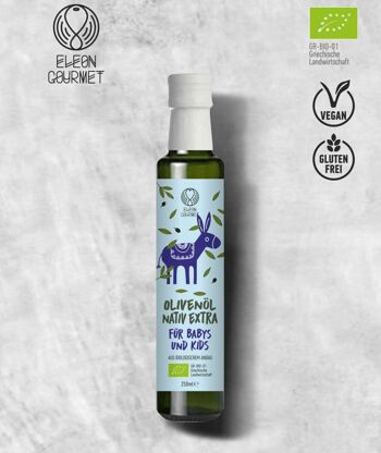 HUILE D'OLIVE EXTRA VIERGE BIO POUR BÉBÉS ET ENFANTS « BABY BLUE » 250ML 1