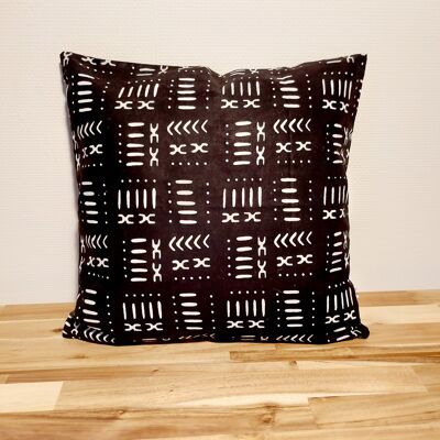 Fodera per cuscino con stampa africana realizzata al 100% in cotone con stampa ispirata a Bogolan