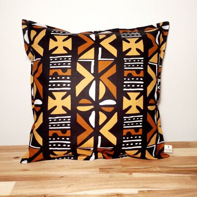 Fodera per cuscino con stampa africana realizzata al 100% in cotone con stampa ispirata a Bogolan