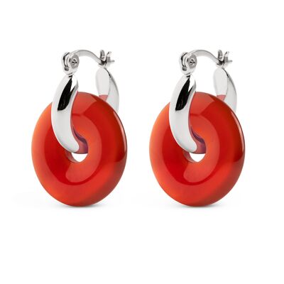 Bella Cornelian Hoop Earrings