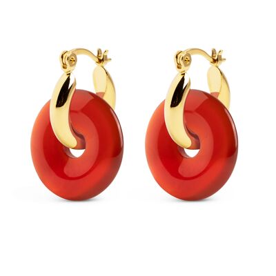 Bella Cornelian Gold Hoop Earrings