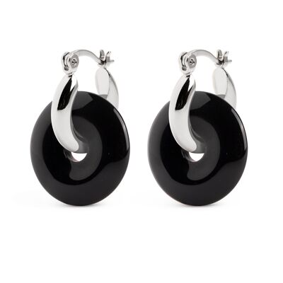 Bella Onyx Hoop Earrings
