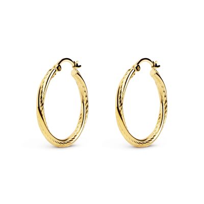 Gold Rope Twist Hoop Earrings