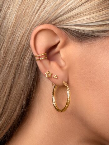 Boucles d'oreilles créoles torsadées dorées 2