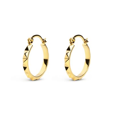 Gold Pyramid Hoop Earrings