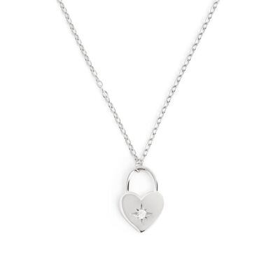 Silver Heart Lock Necklace