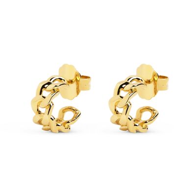 Gold Link Chunky Hoop Earrings
