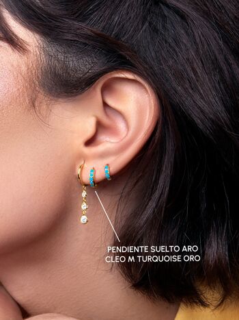 Boucles d'oreilles créoles en or turquoise Cleo M 2