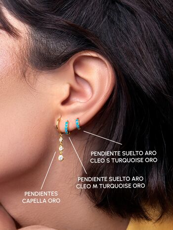 Boucles d'oreilles créoles en or turquoise Cleo M 3