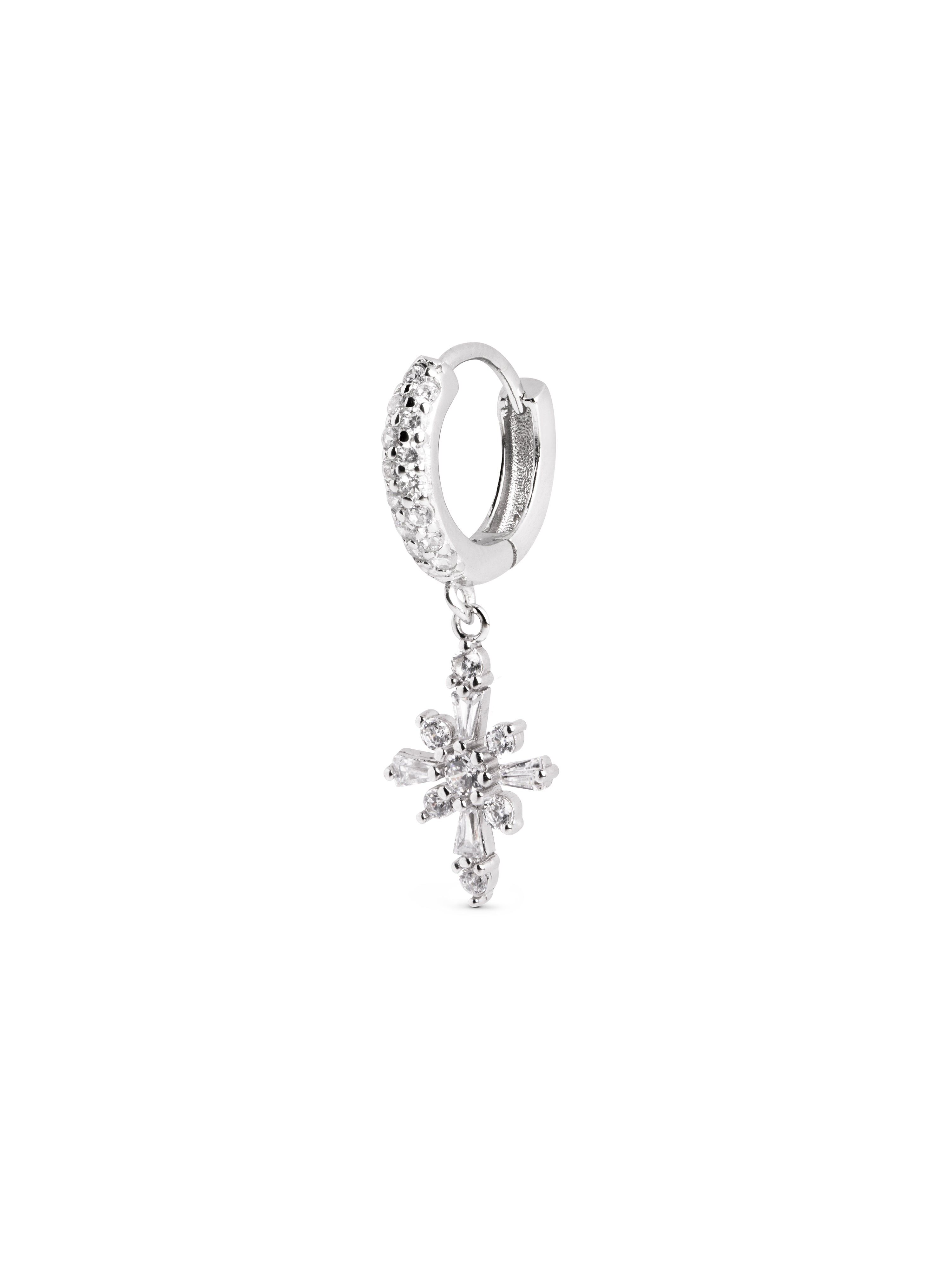 Pendiente Suelto Aro Cruz Spark Plata