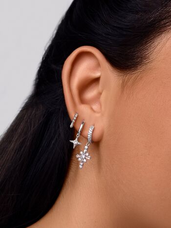 Boucles d'oreilles créoles Silver Spark Cross 2