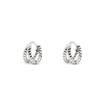 Boucles d'oreilles double torsade en argent