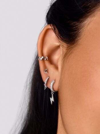 Boucles d'oreilles pendantes argentées en forme de lune 2
