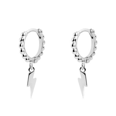 Silver Lightning Pebbles Hoop Earrings