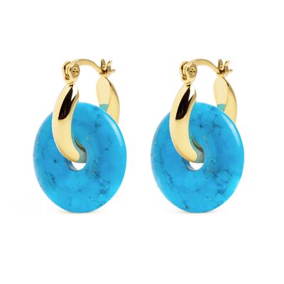 Boucles d'oreilles créoles dorées Bella Turquoise