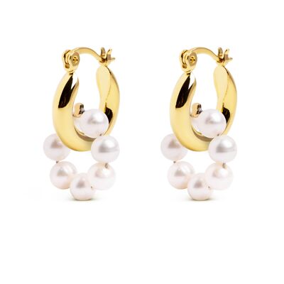 Boucles d'oreilles créoles dorées Bella Pearls