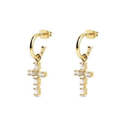 Gold Marquise Cross Earrings