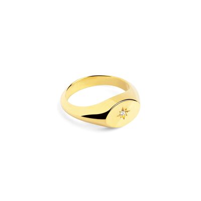 Ring Signet Polar Star Little Finger Gold