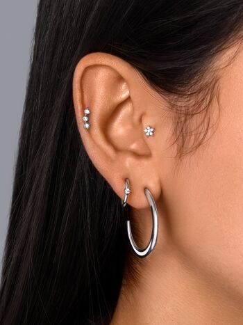 Boucles d'oreilles créoles argentées Mid Spark 2