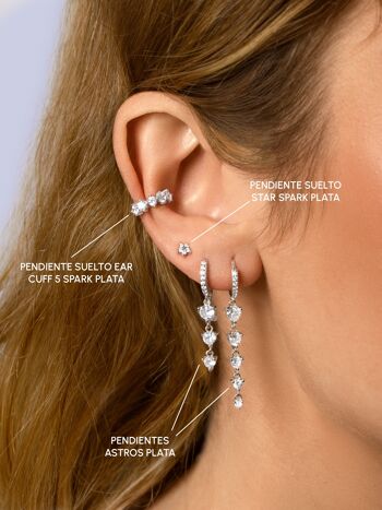 Ear Cuff 5 Boucles d'oreilles pendantes argentées Spark 3