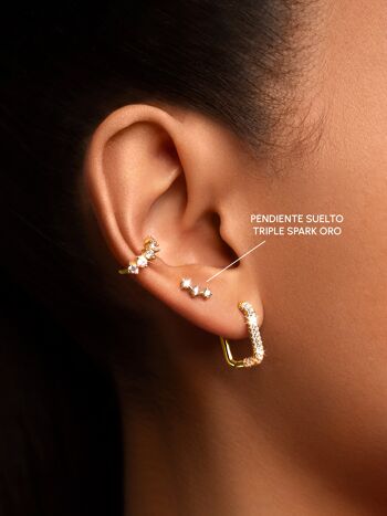 Boucles d'oreilles pendantes en or Triple Spark 2