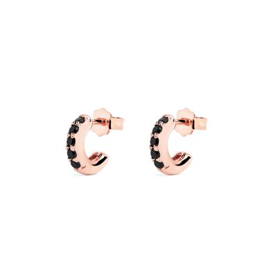 Boucles d'Oreilles Cleo Noir Or Rose